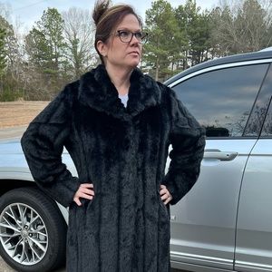 Pamela McCoy Full Length Black Faux Mink Coat NWT